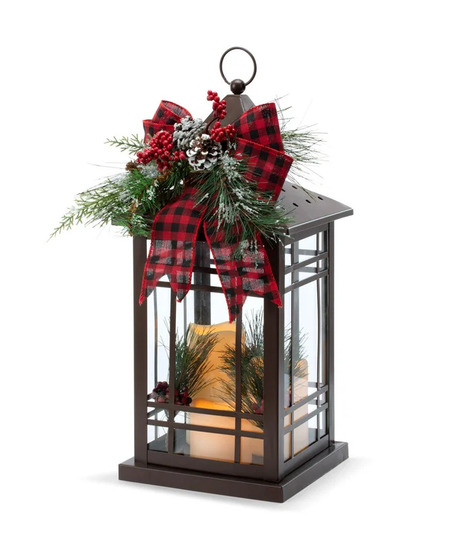 Plaid And Pine Lantern