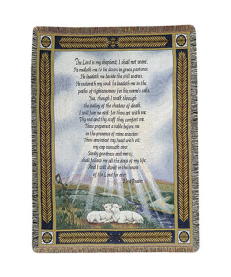 Psalm 23 W/ Sheep Tapestry Throw