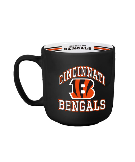 black cincinnati bengals mug with orange highlights