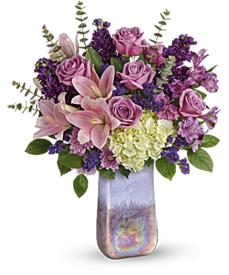 Lavender Art Glass Vase Bouquet