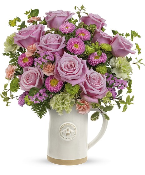 Artisan Sculpted Bee Pitcher Bouquet
