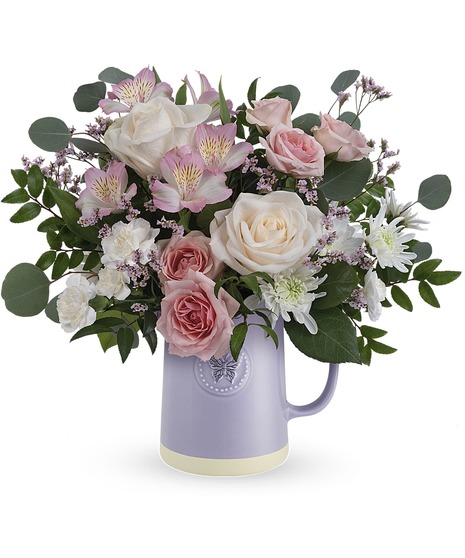 Sweetest Butterfly Pitcher Bouquet - embosseed butterfly