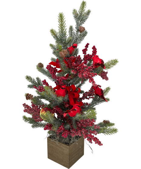 Bows Berries and Cardinals Faux Christmas Tree - Lights up too!