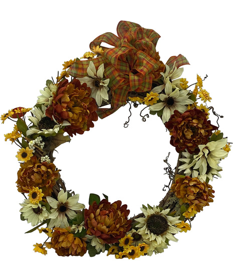 fall flowers in wreath