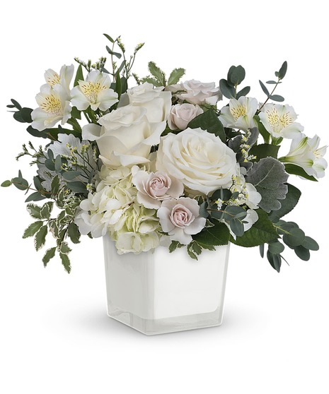 white cloud-inspired floral arrangement