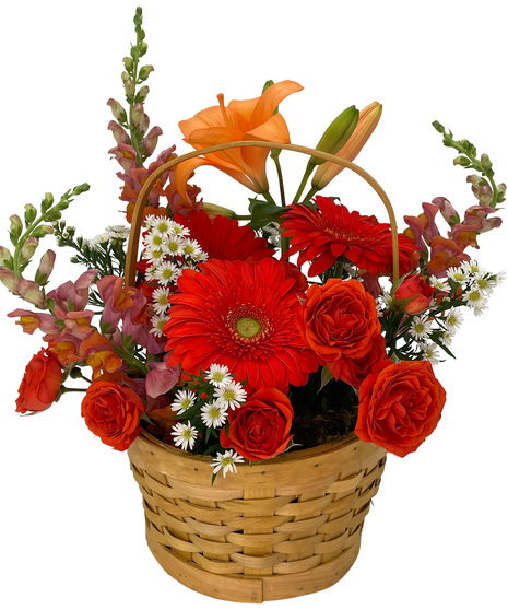 colorful flowers in basket