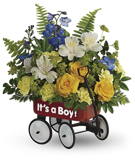 Sweet Wagon Bouquet for a Baby Boy