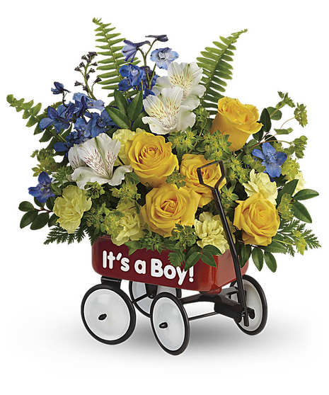 Sweet Wagon Bouquet for a Baby Boy