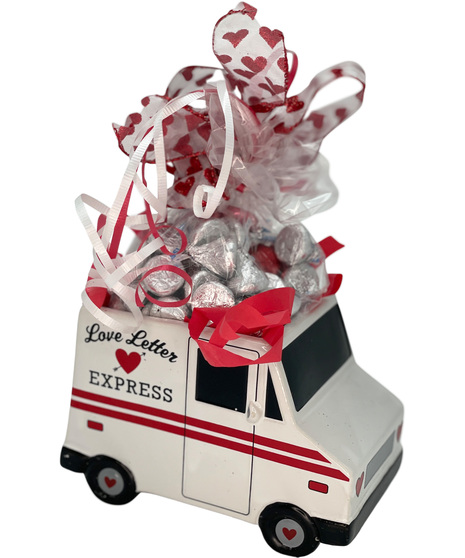 ceramic love letter van filled with chocolate kisses