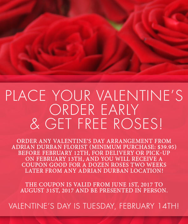 Order Early For Valentine's Day To Get Free Roses